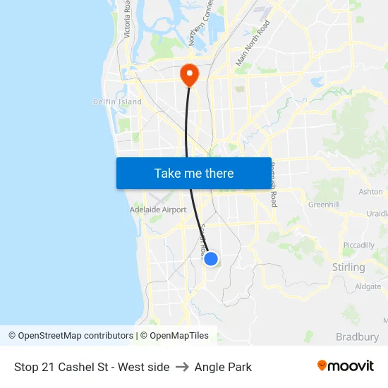 Stop 21 Cashel St - West side to Angle Park map