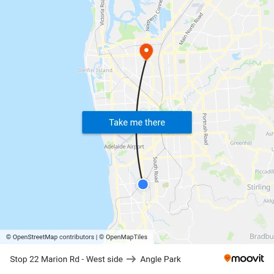 Stop 22 Marion Rd - West side to Angle Park map