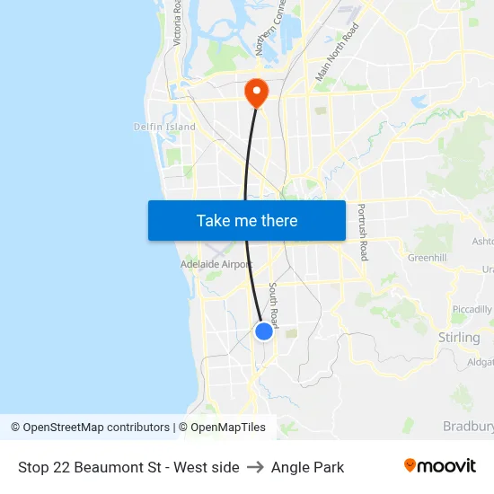 Stop 22 Beaumont St - West side to Angle Park map