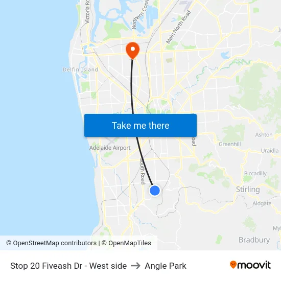 Stop 20 Fiveash Dr - West side to Angle Park map