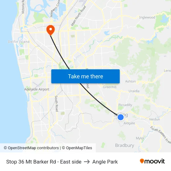Stop 36 Mt Barker Rd - East side to Angle Park map