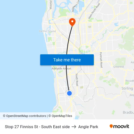 Stop 27 Finniss St - South East side to Angle Park map