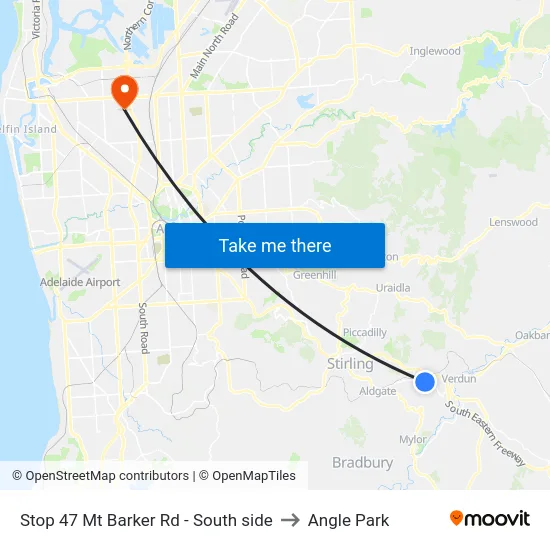 Stop 47 Mt Barker Rd - South side to Angle Park map