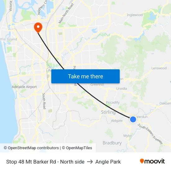 Stop 48 Mt Barker Rd - North side to Angle Park map
