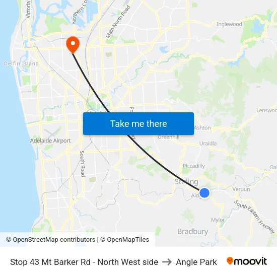 Stop 43 Mt Barker Rd - North West side to Angle Park map