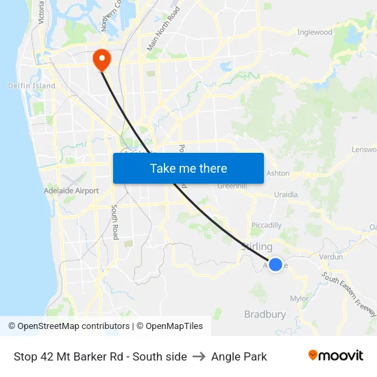 Stop 42 Mt Barker Rd - South side to Angle Park map