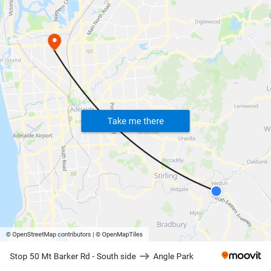 Stop 50 Mt Barker Rd - South side to Angle Park map