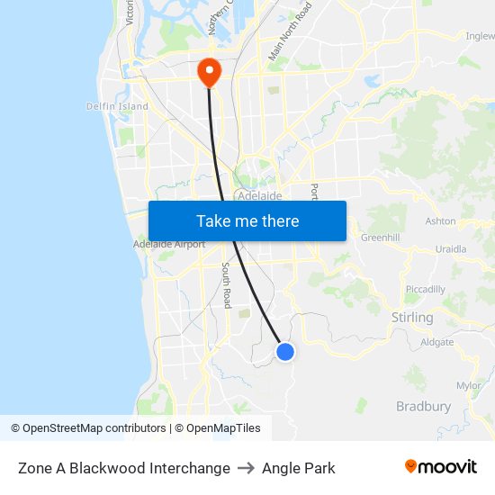 Zone A Blackwood Interchange to Angle Park map