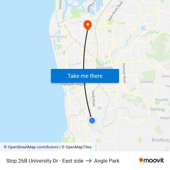 Stop 26B University Dr - East side to Angle Park map