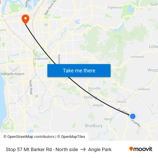 Stop 57 Mt Barker Rd - North side to Angle Park map