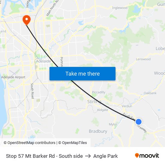 Stop 57 Mt Barker Rd - South side to Angle Park map