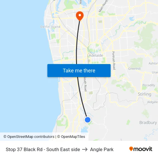 Stop 37 Black Rd - South East side to Angle Park map