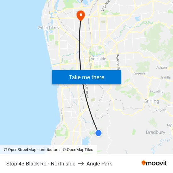 Stop 43 Black Rd - North side to Angle Park map