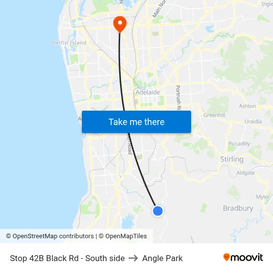 Stop 42B Black Rd - South side to Angle Park map