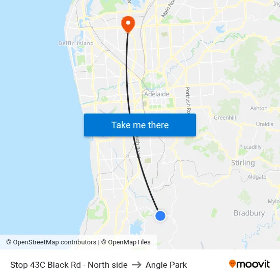Stop 43C Black Rd - North side to Angle Park map