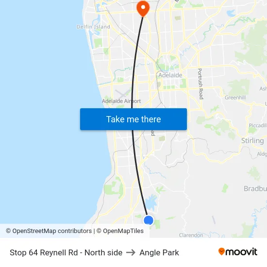 Stop 64 Reynell Rd - North side to Angle Park map