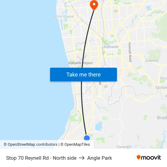 Stop 70 Reynell Rd - North side to Angle Park map