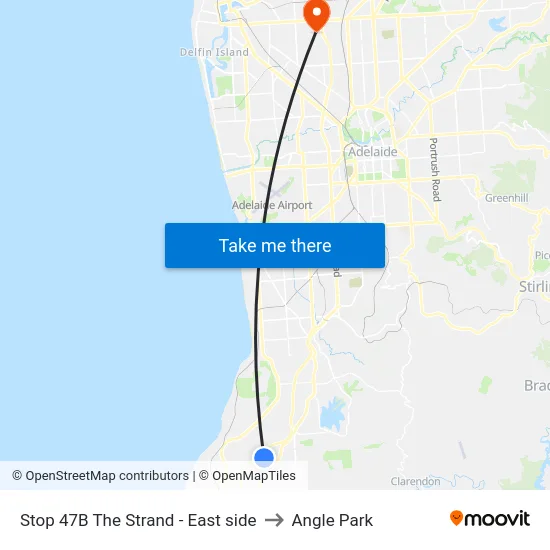 Stop 47B The Strand - East side to Angle Park map