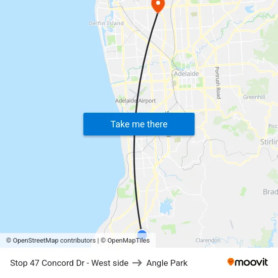 Stop 47 Concord Dr - West side to Angle Park map