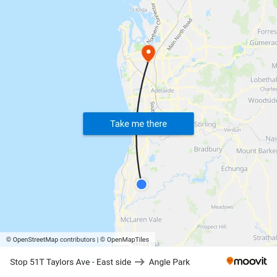 Stop 51T Taylors Ave - East side to Angle Park map