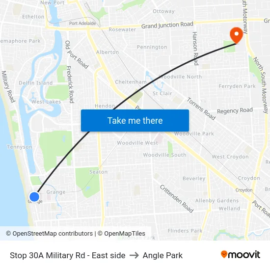 Stop 30A Military Rd - East side to Angle Park map