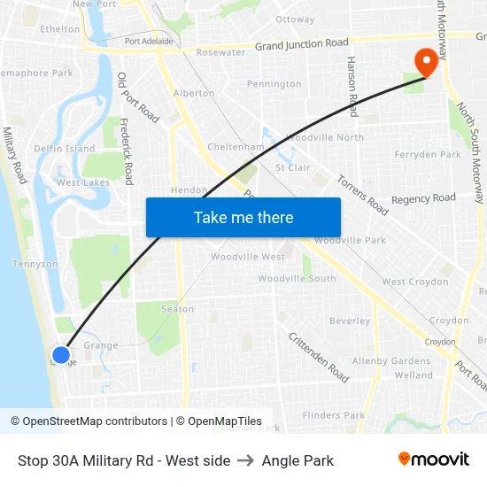 Stop 30A Military Rd - West side to Angle Park map