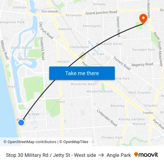 Stop 30 Military Rd / Jetty St - West side to Angle Park map