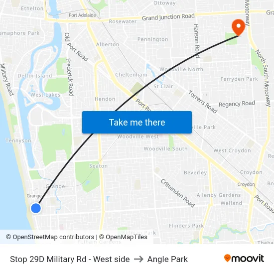 Stop 29D Military Rd - West side to Angle Park map