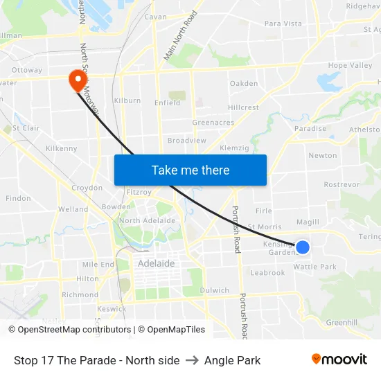 Stop 17 The Parade - North side to Angle Park map
