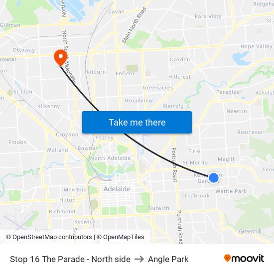 Stop 16 The Parade - North side to Angle Park map