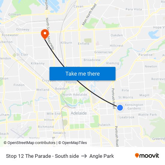 Stop 12 The Parade - South side to Angle Park map