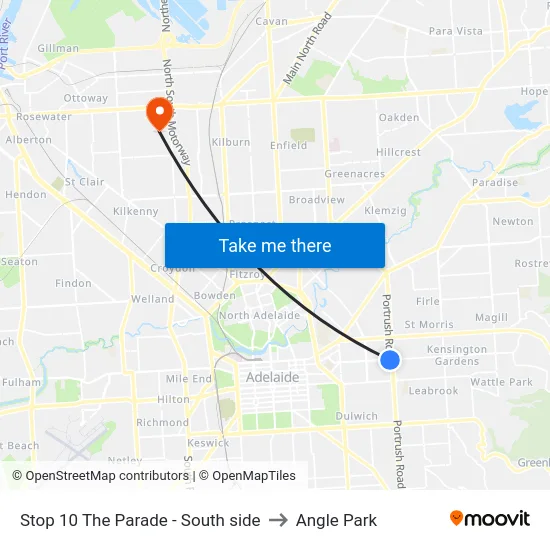 Stop 10 The Parade - South side to Angle Park map