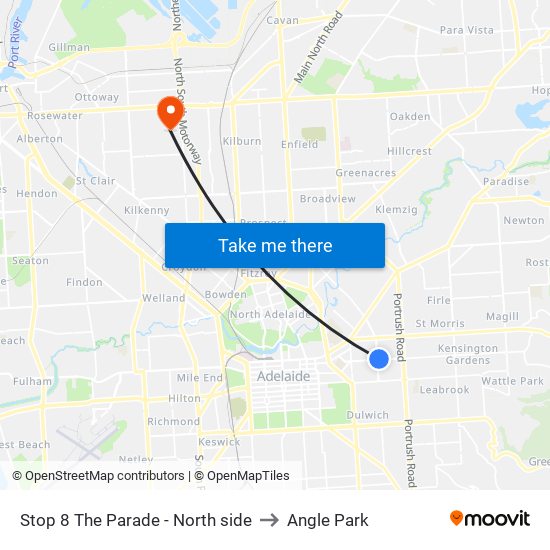 Stop 8 The Parade - North side to Angle Park map