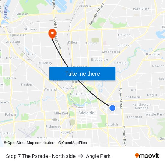 Stop 7 The Parade - North side to Angle Park map