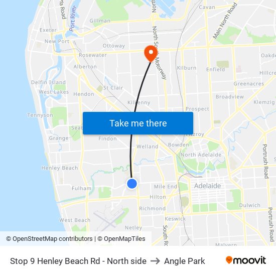 Stop 9 Henley Beach Rd - North side to Angle Park map