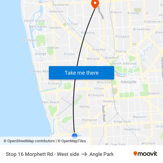 Stop 16 Morphett Rd - West side to Angle Park map