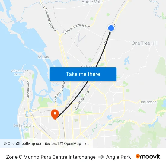 Zone C Munno Para Centre Interchange to Angle Park map