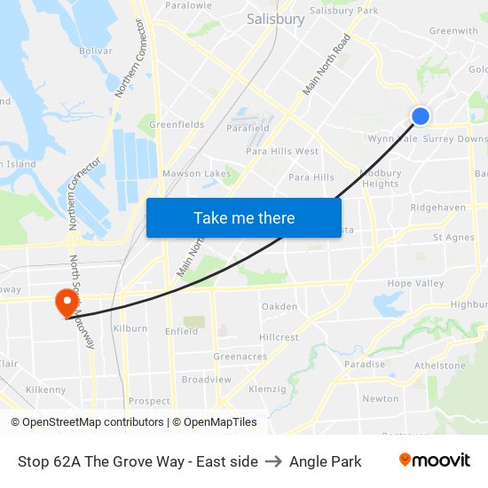 Stop 62A The Grove Way - East side to Angle Park map