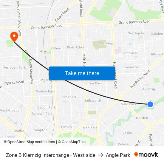 Zone B Klemzig Interchange - West side to Angle Park map