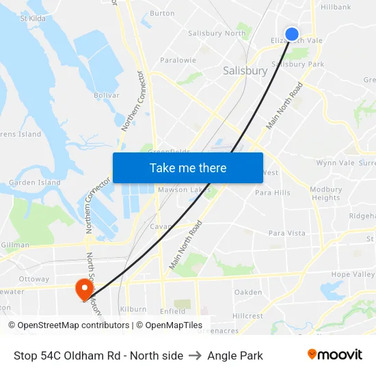 Stop 54C Oldham Rd - North side to Angle Park map