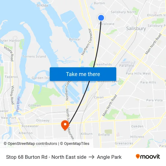 Stop 68 Burton Rd - North East side to Angle Park map