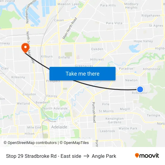 Stop 29 Stradbroke Rd - East side to Angle Park map