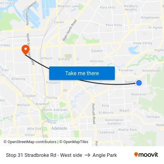Stop 31 Stradbroke Rd - West side to Angle Park map