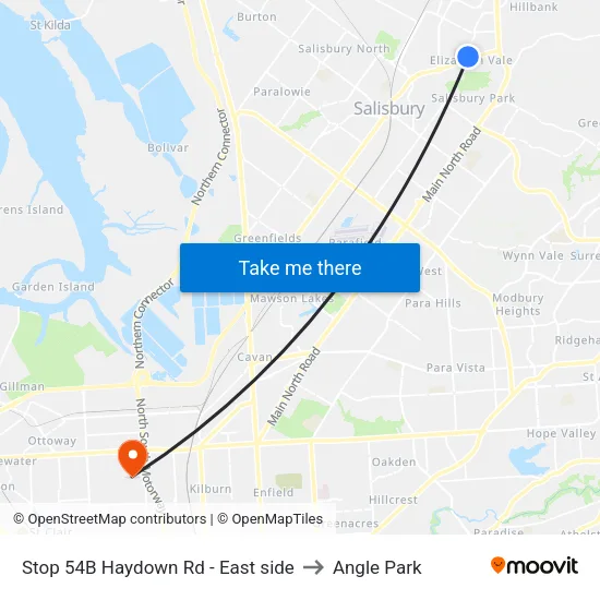 Stop 54B Haydown Rd - East side to Angle Park map