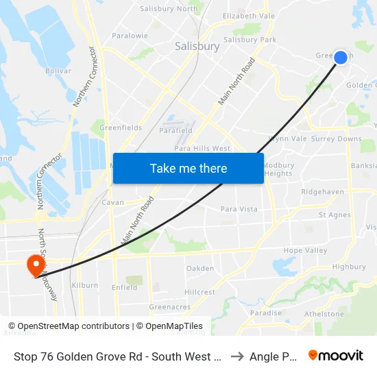 Stop 76 Golden Grove Rd - South West side to Angle Park map