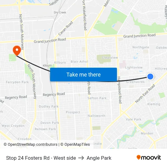Stop 24 Fosters Rd - West side to Angle Park map