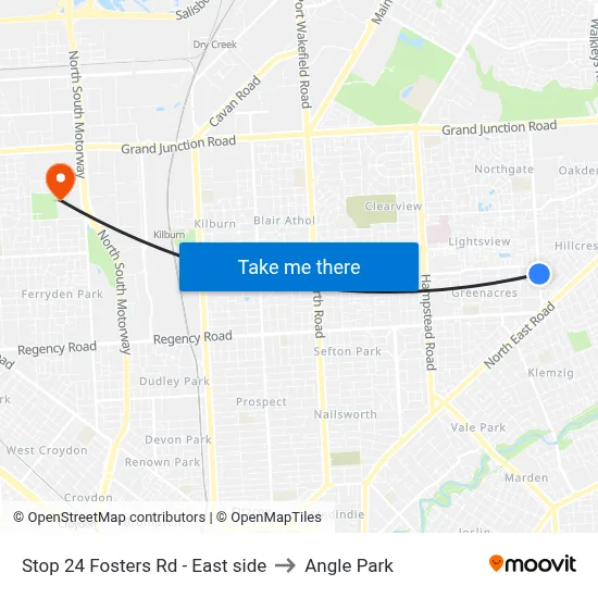 Stop 24 Fosters Rd - East side to Angle Park map