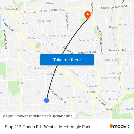 Stop 212 Findon Rd - West side to Angle Park map