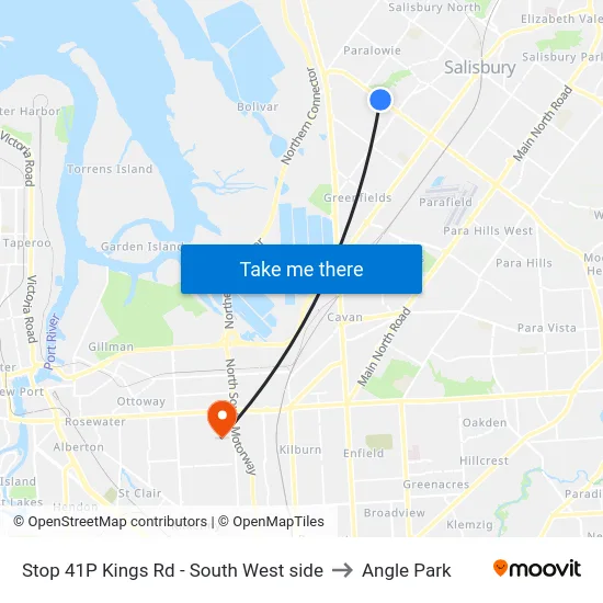 Stop 41P Kings Rd - South West side to Angle Park map