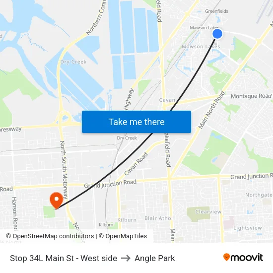 Stop 34L Main St - West side to Angle Park map